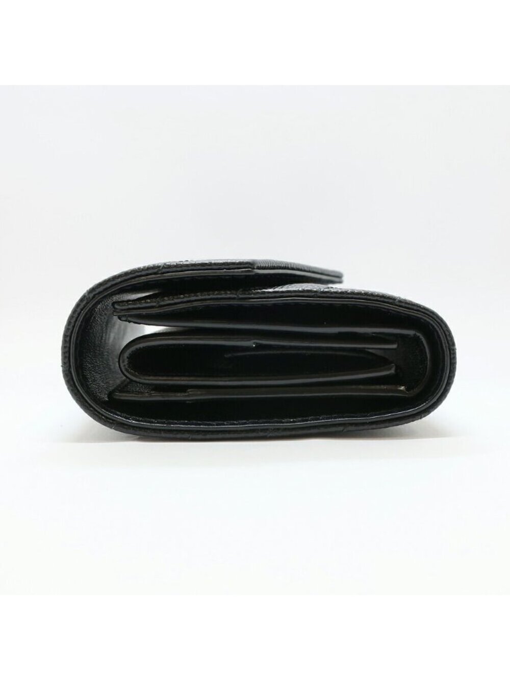Saint Laurent Ten Multi Fold Wallet Black Leather Compact Mini Logo Quilted - Picture 4 of 10